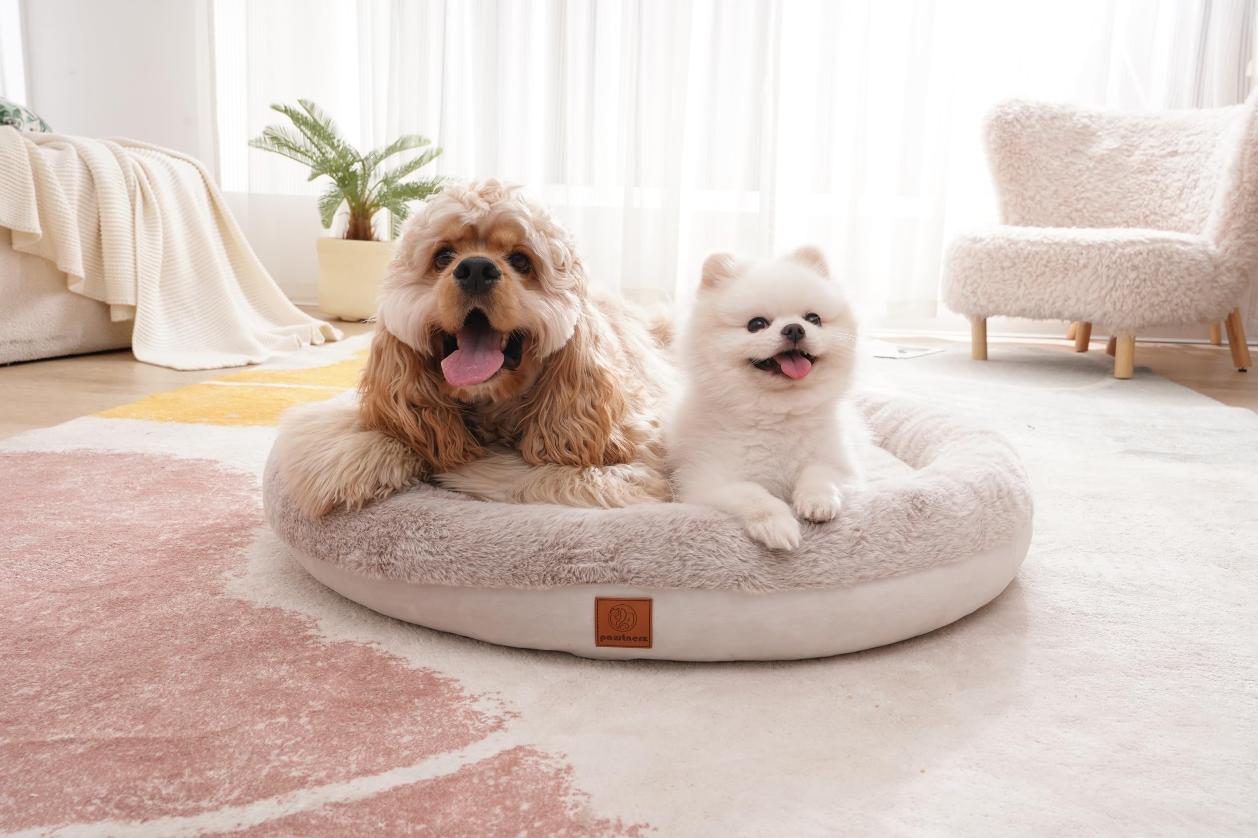 pawtnerz Anxiety-relief donut bed supports a cozy nesting feel for pets.