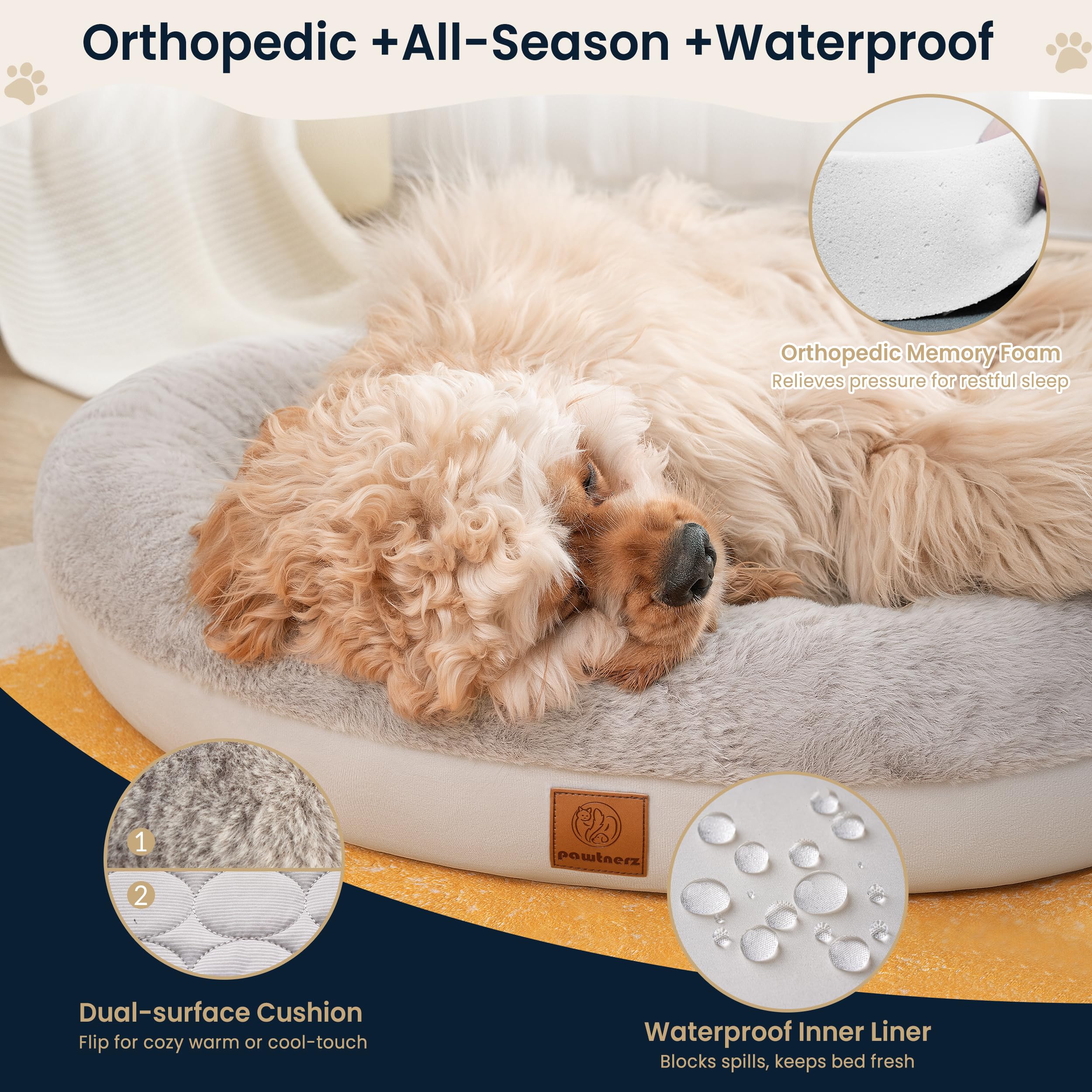 pawtnerz Water-resistant cushion and bolster keep indoor pets dry and comfortable.