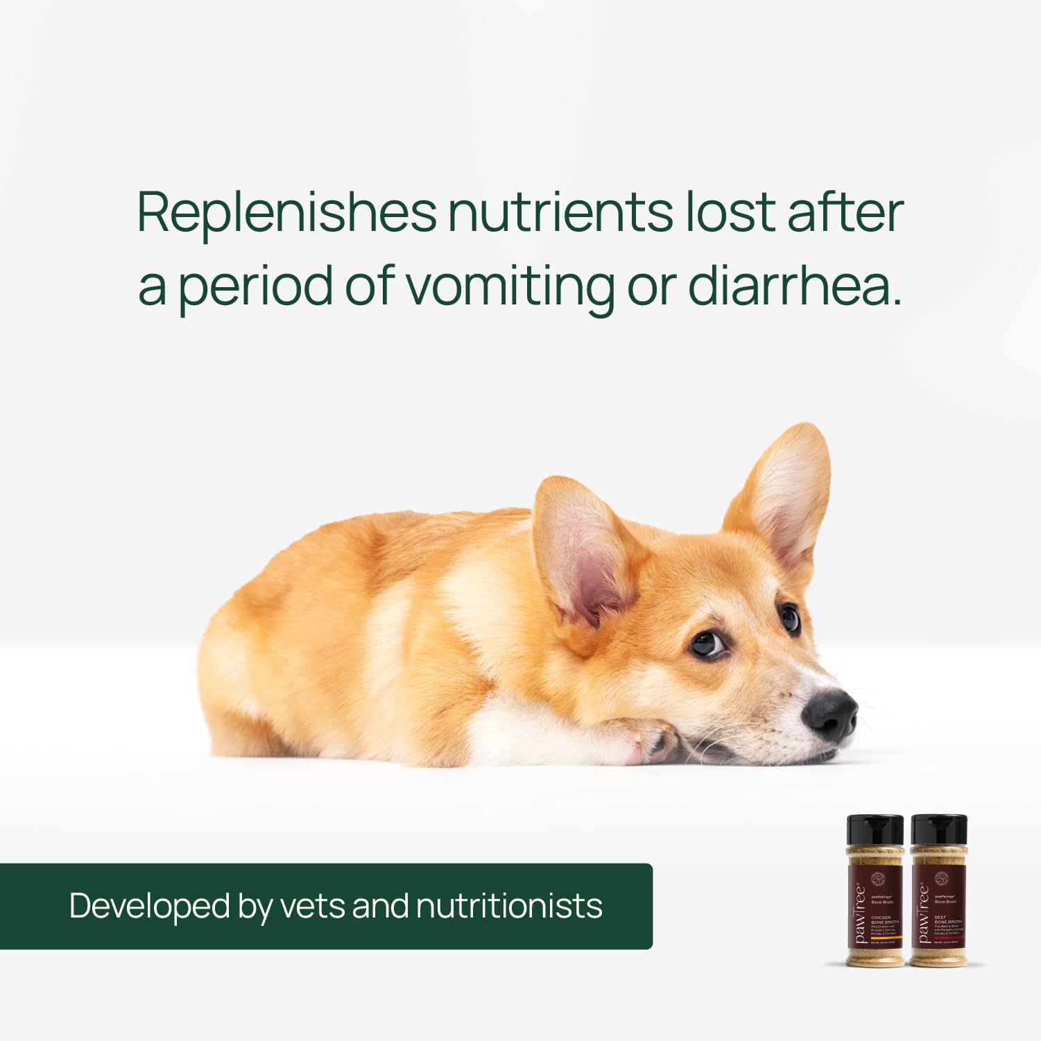 pawTree pawPairings ingredients panel highlights beef bone broth and protein.