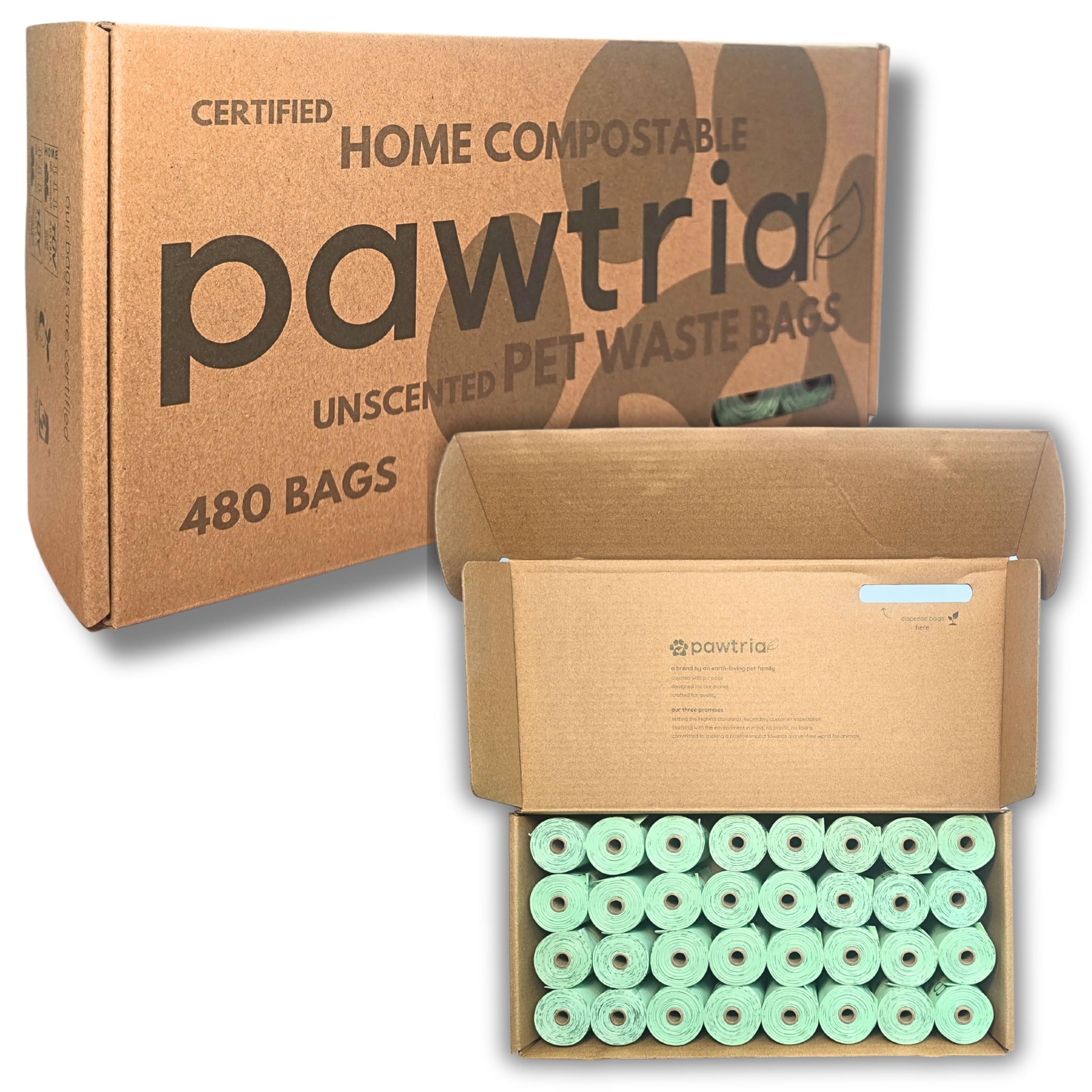 Pawtria biodegradable poop bags pack demonstrates eco-friendly waste disposal on walks