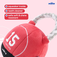 Pawty Dog Toys kettlebell plush side view, built for fetch and tug sessions.