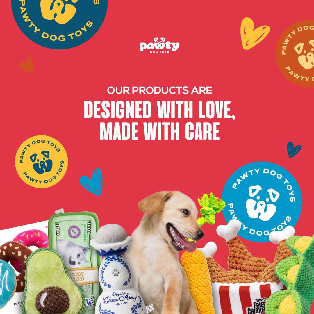 Pawty Dog Toys kettlebell plush side-view, versatile chew and tug option.