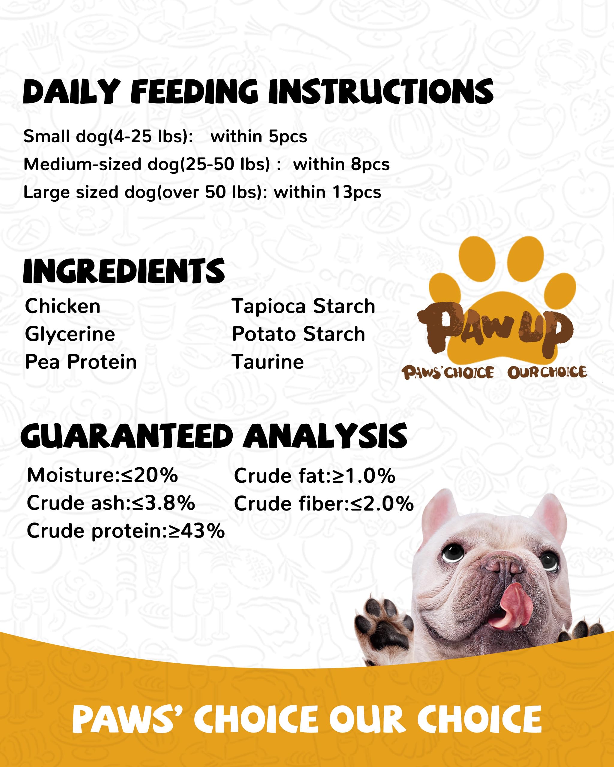PAWUP Chicken Jerky Strips natural ingredients, simple treats.