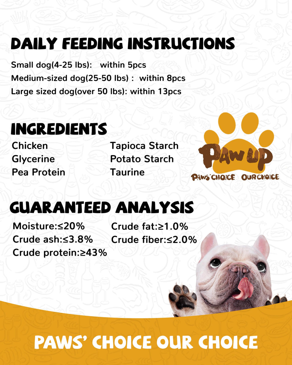 PAWUP Chicken Jerky Strips natural ingredients, simple treats.
