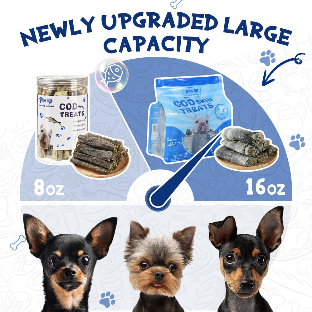 PAWUP Cod Skin Dog Treats with Taurine, supporting heart and eye health