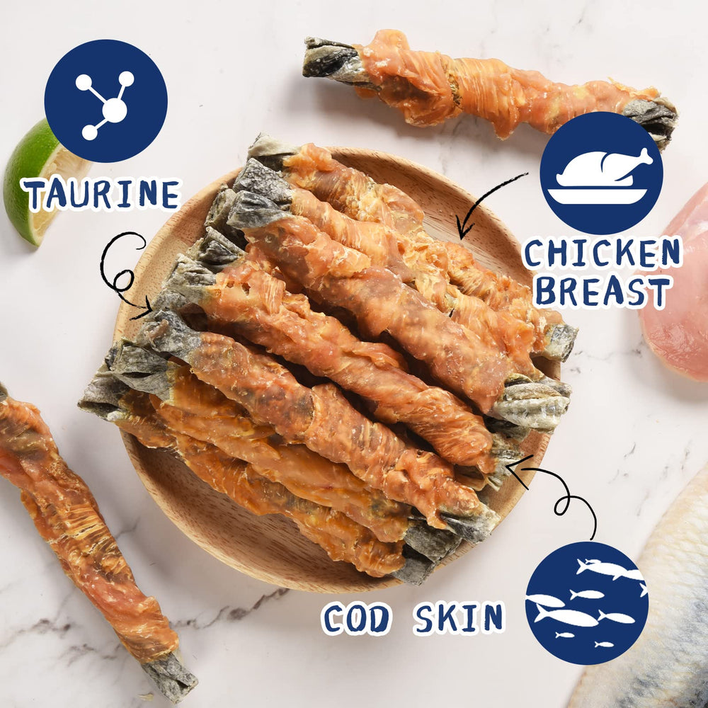 PAWUP cod-skins-treat-texture captures natural fish flavor dogs crave during playtime