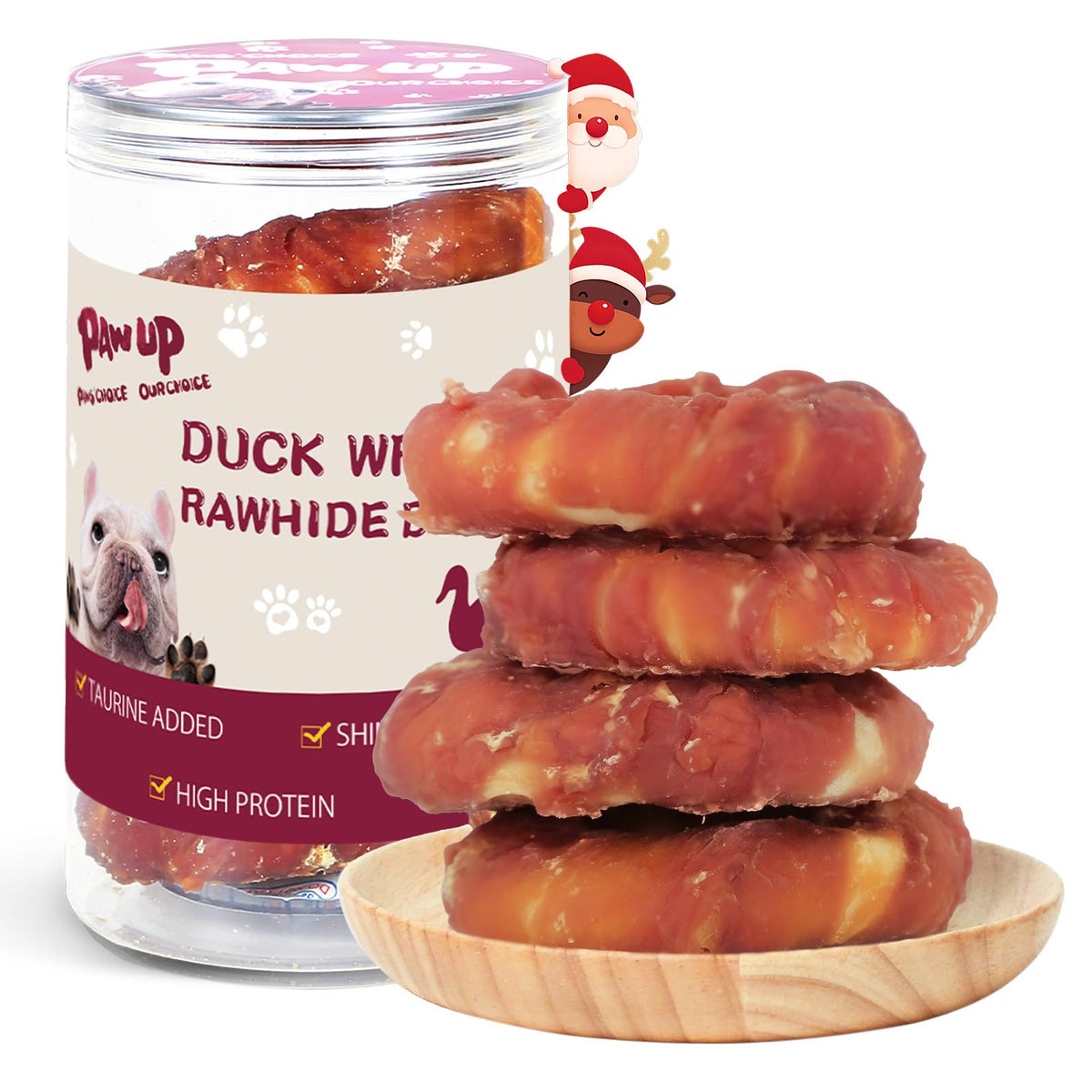 PAWUP Donut de Pato: empaque atractivo para masticación prolongada.