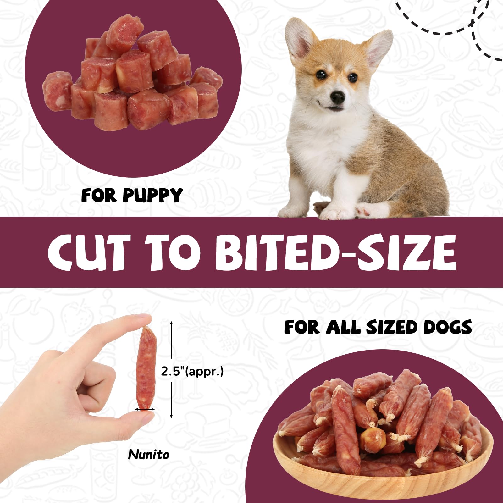 PAWUP Duck Cheese Sausage in hand showing portion control.