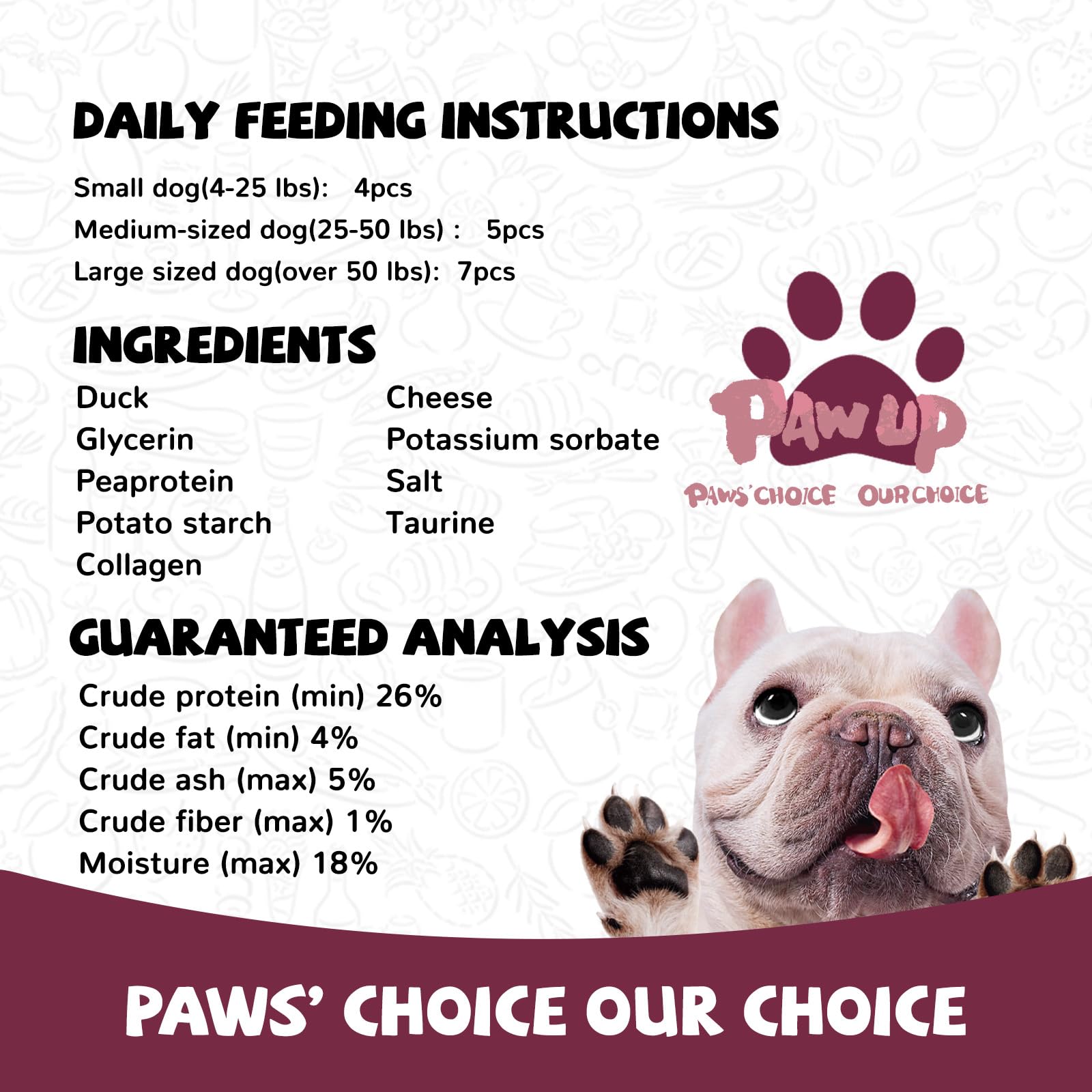 PAWUP Duck Cheese Sausage serving bowl ready for pups.