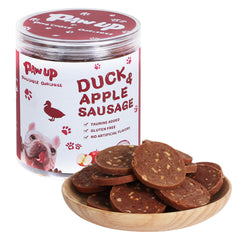PAWUP Duck Jerky packaging highlights premium ingredients and a 12.5 oz pouch.