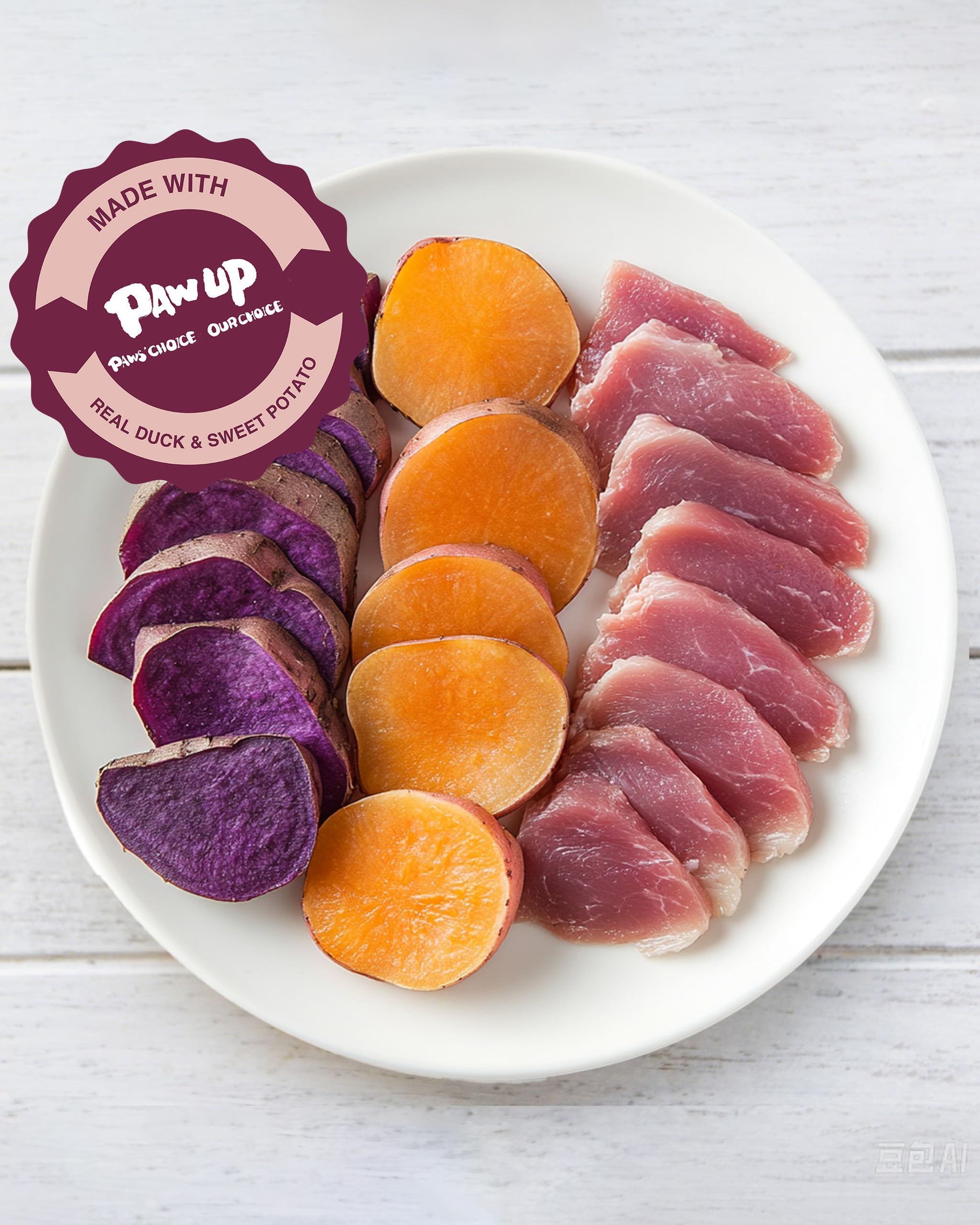 PAWUP duck treats close-up, chewy texture suitable for training rewards.