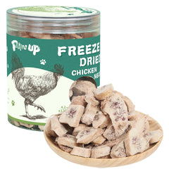 PAWUP freeze-dried chicken neck treat bag front showing protein-packed snack