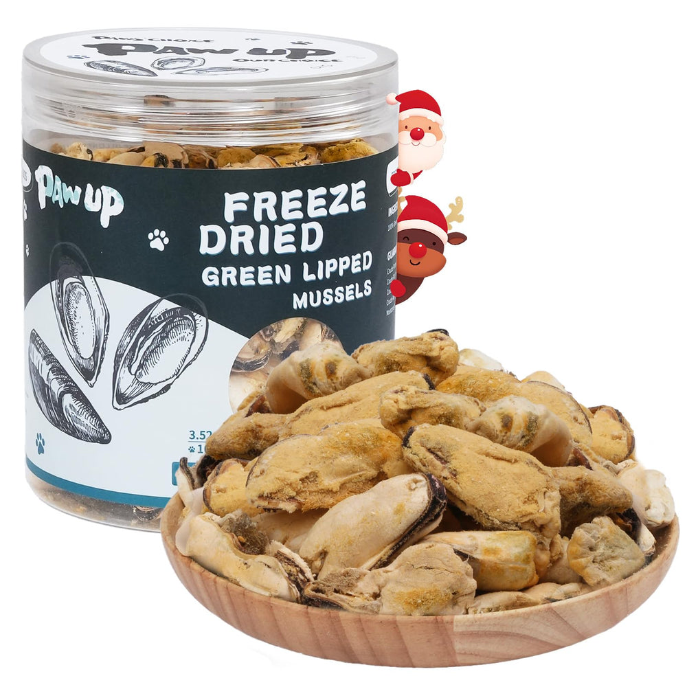 PAWUP freeze-dried green-lipped mussels treats pack with single-ingredient nutrition for sensitive dogs