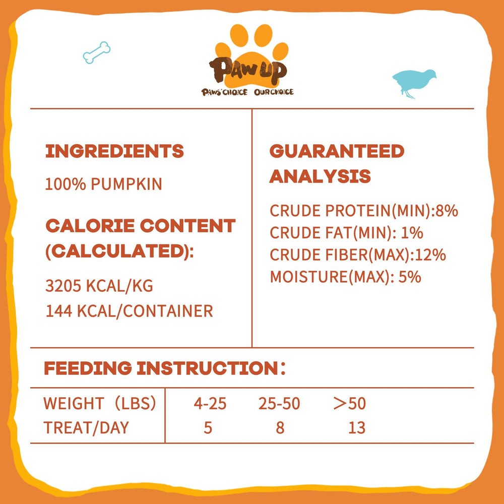 PAWUP freeze-dried pumpkin treats in a resealable bag for convenient storage