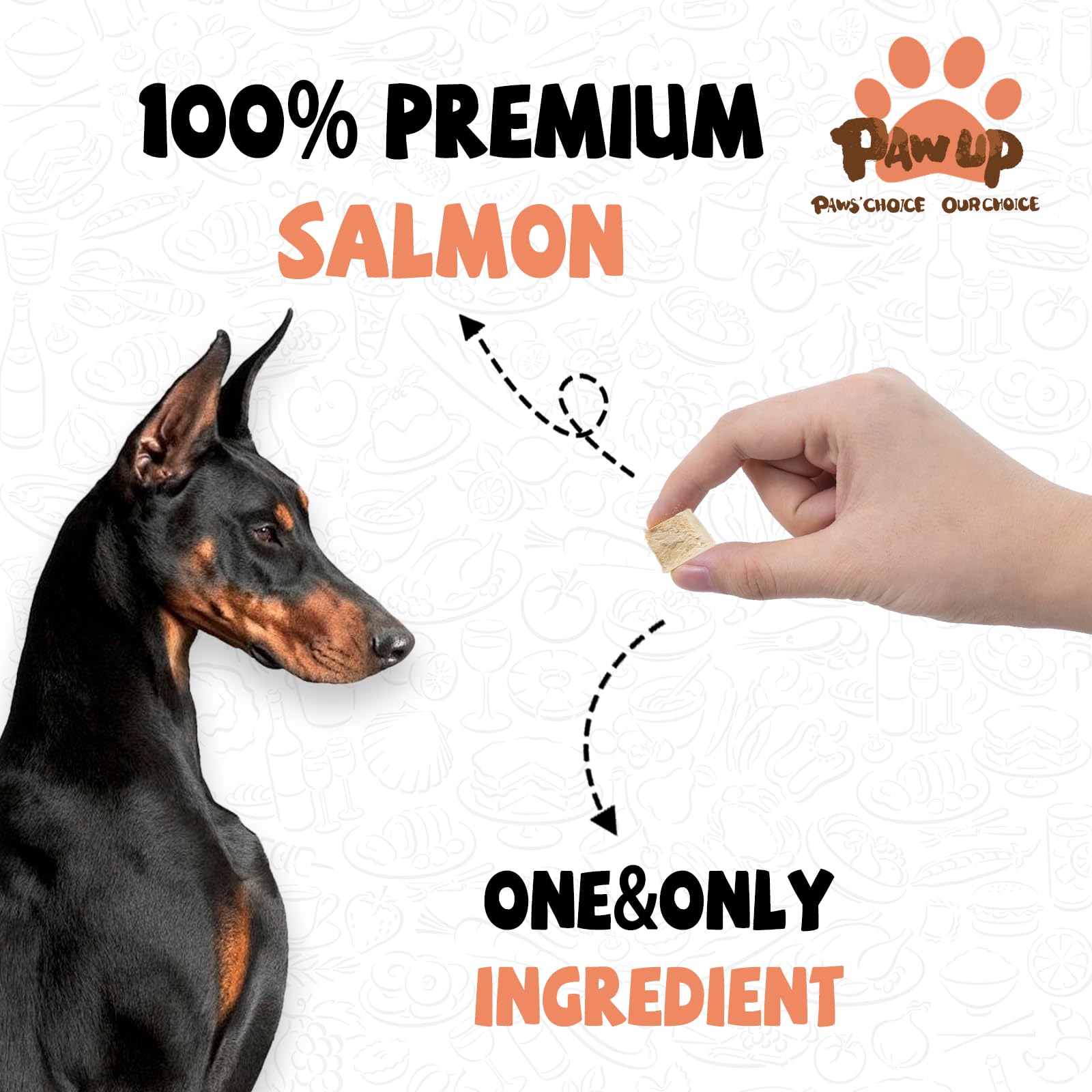 PAWUP Freeze Dried Salmon Treats crumbled for extra flavor on meals.