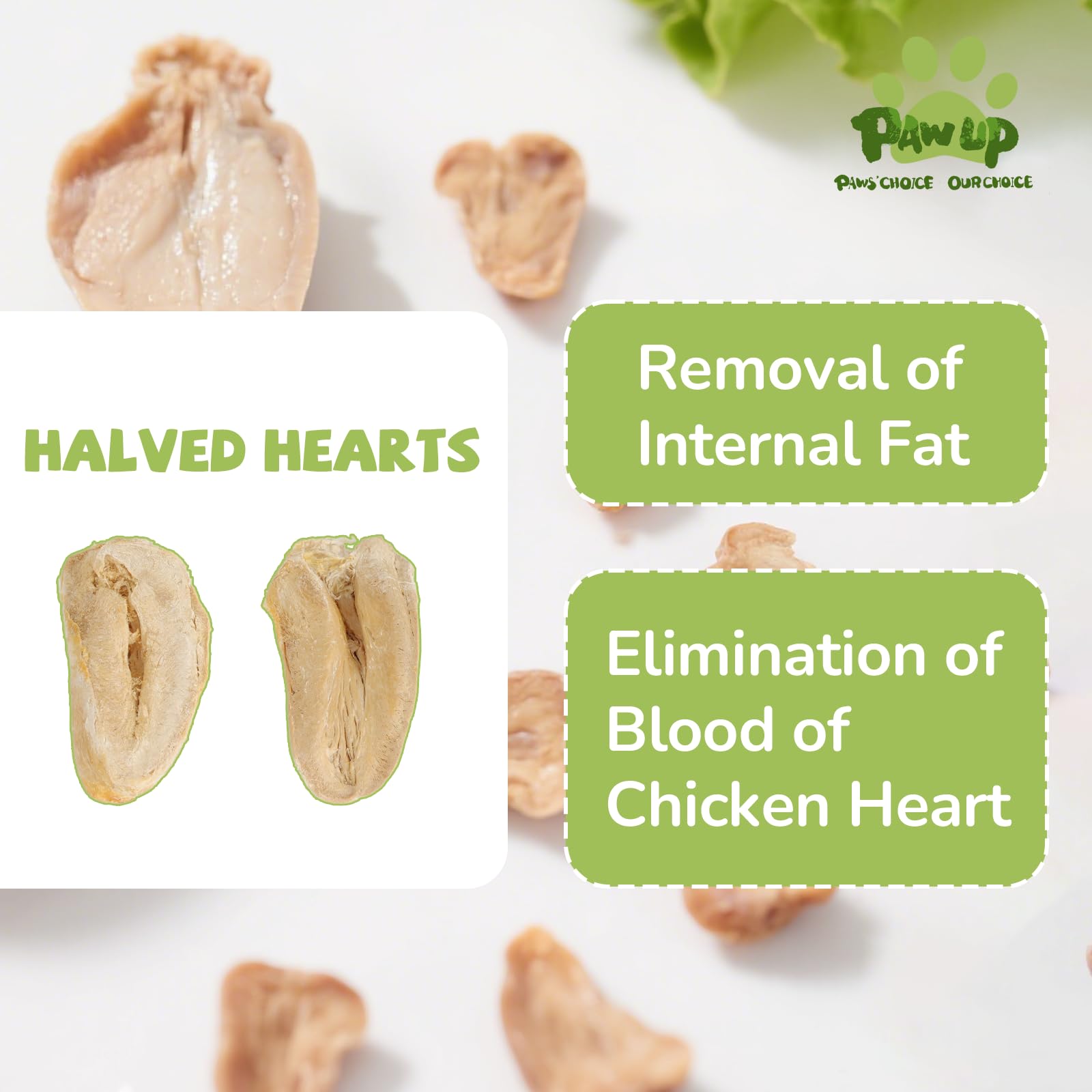 PAWUP Gluten free Chicken Heart Snack suitable for grain free diets.