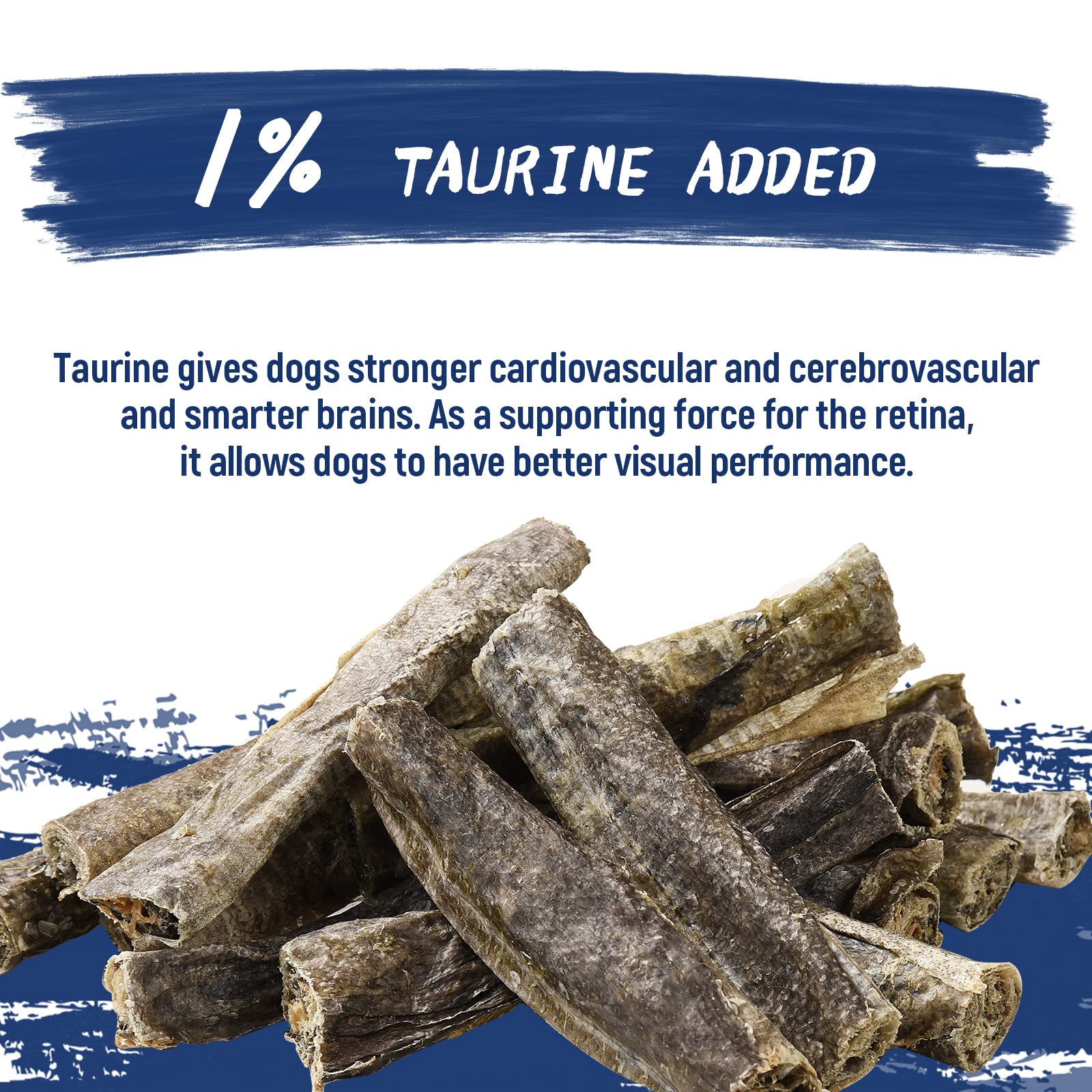 PAWUP omega-3 rich cod skins image highlights coat shine potential benefits