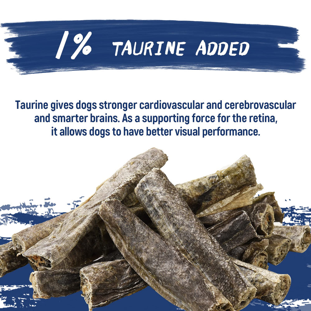 PAWUP omega-3 rich cod skins image highlights coat shine potential benefits
