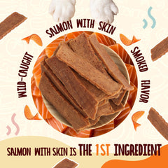 PAWUP Smoked Salmon Treats texture indicates rich aroma; a tasty training snack.