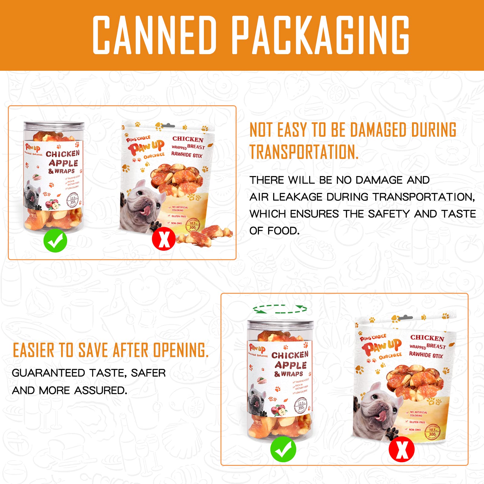 PAWUP Sealed treat container with reseal lid for freshness