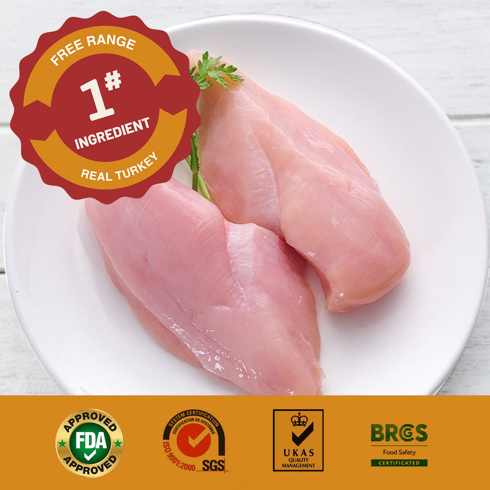 PAWUP Turkey Dog Treats free-range turkey breast image highlights lean protein.