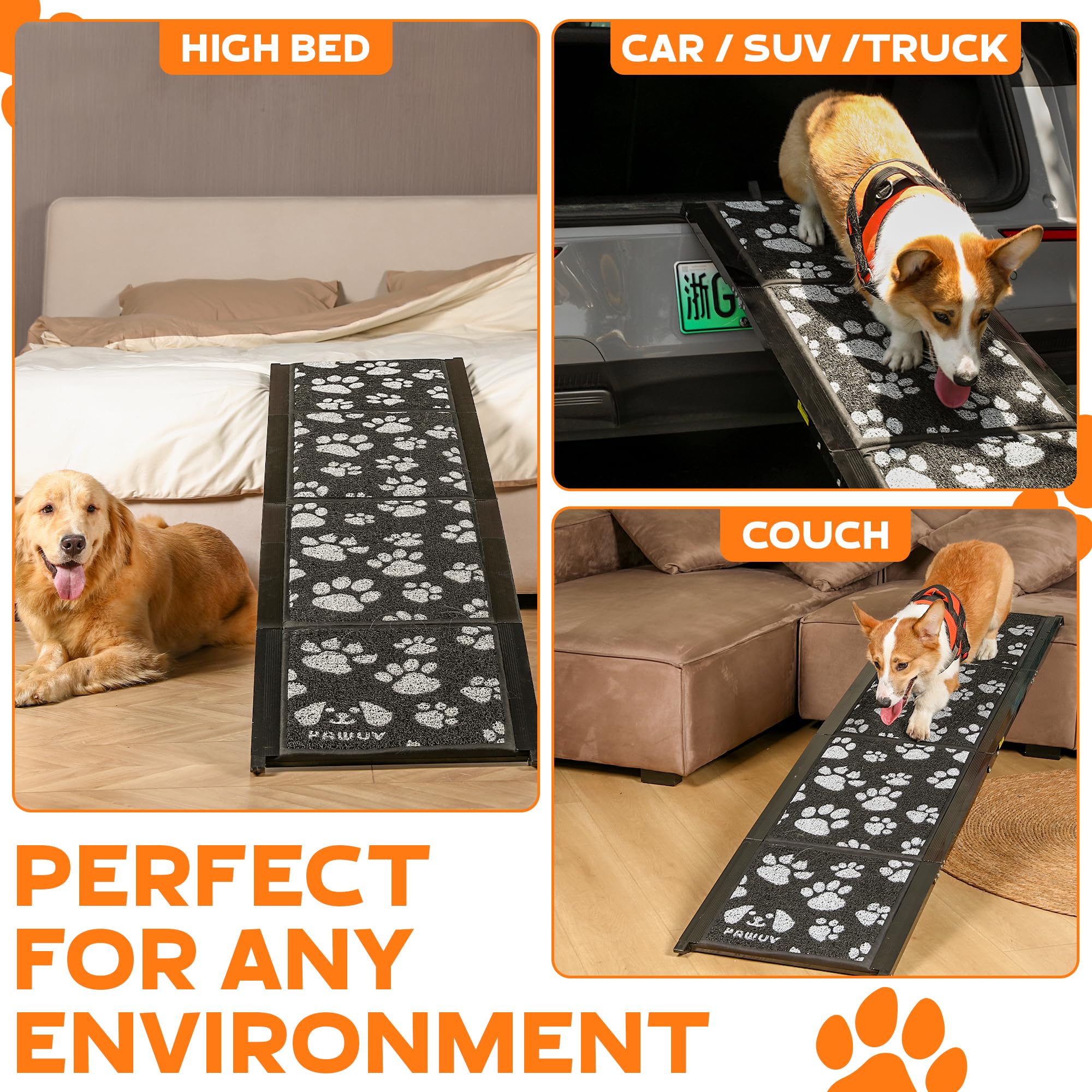 PAWUV dog ramp built-in carry handle for easy transport