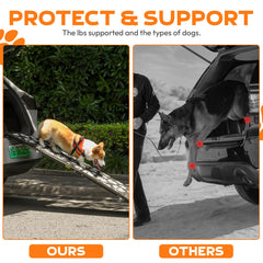 PAWUV dog ramp non-slip paw print surface provides traction in all weather