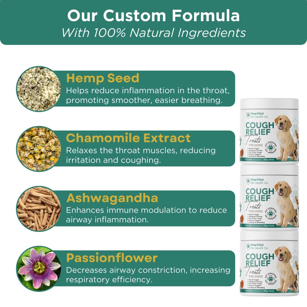 PawVital cough medicine packaging front highlights real chicken ingredients for appeal