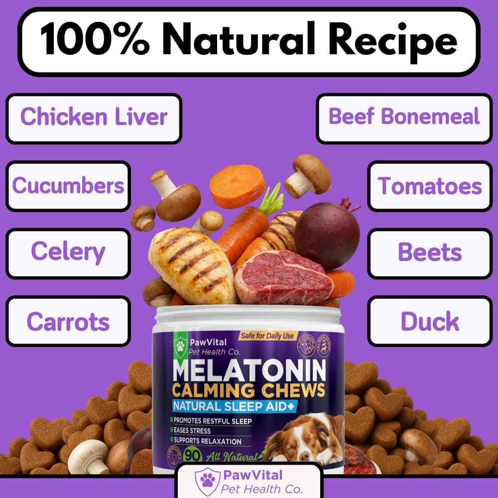 PawVital calming chews shown for small breeds signaling versatile use.