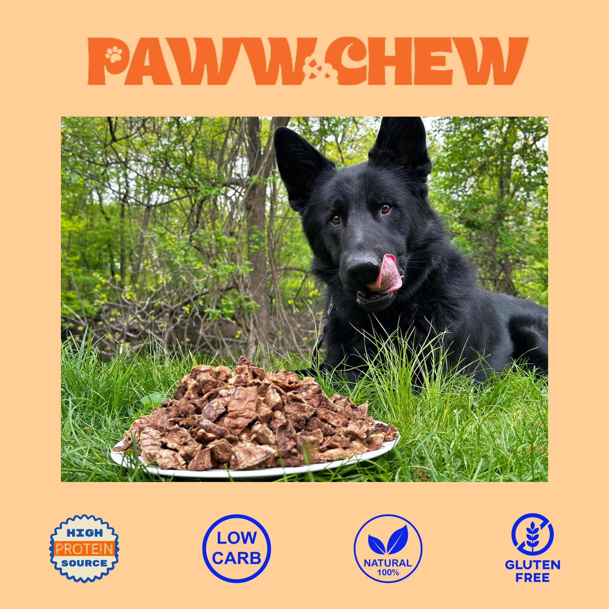 PAWW CHEW beef-lung-treats-grain-free-checklist emphasizes USA-sourced protein with no additives