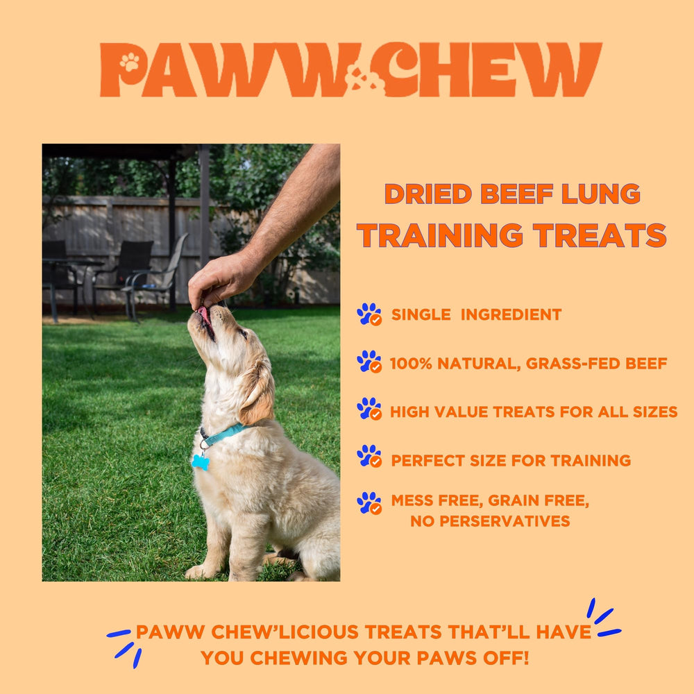 PAWW CHEW Beef Lung Treats made in USA badge visible on packaging for trusted sourcing