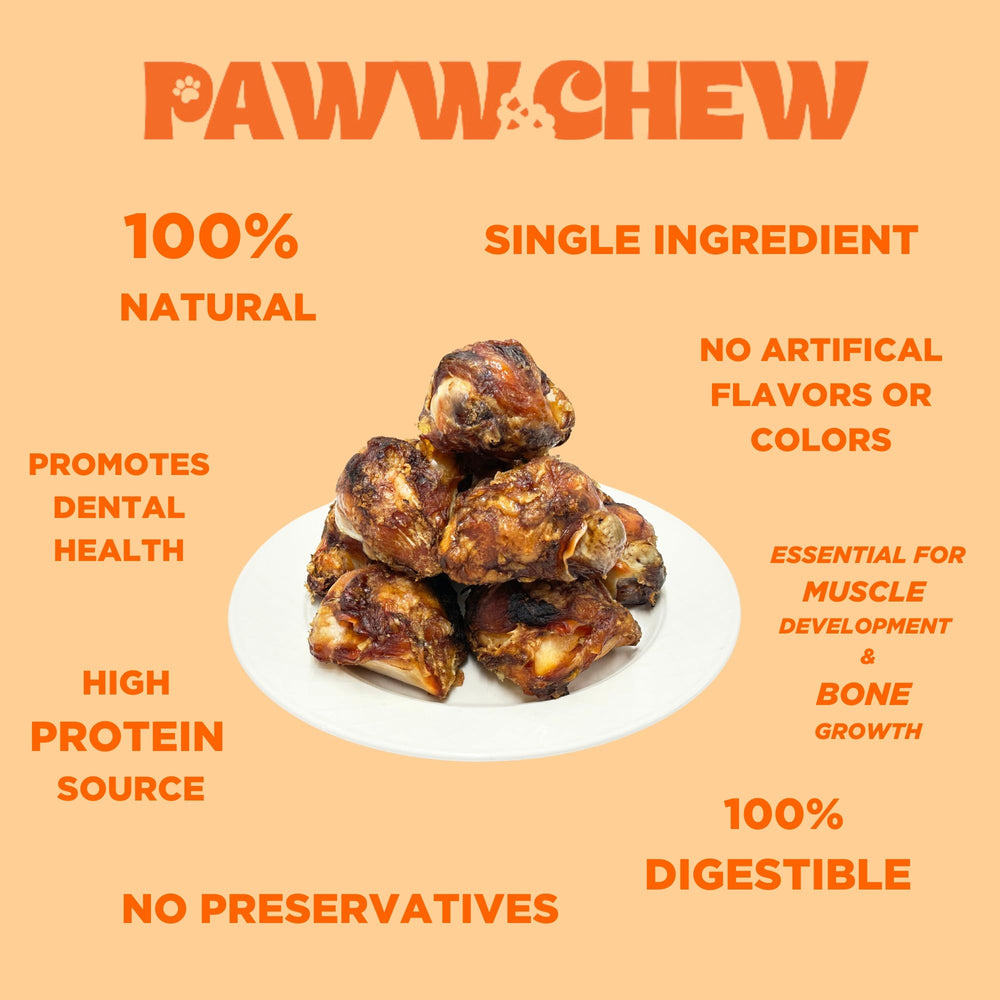 PAWW CHEW knee caps dental health closeup shows tartar reduction potential during chews.