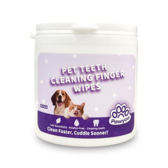 Pawyoo teeth wipes packaging showcases convenient pet dental care.