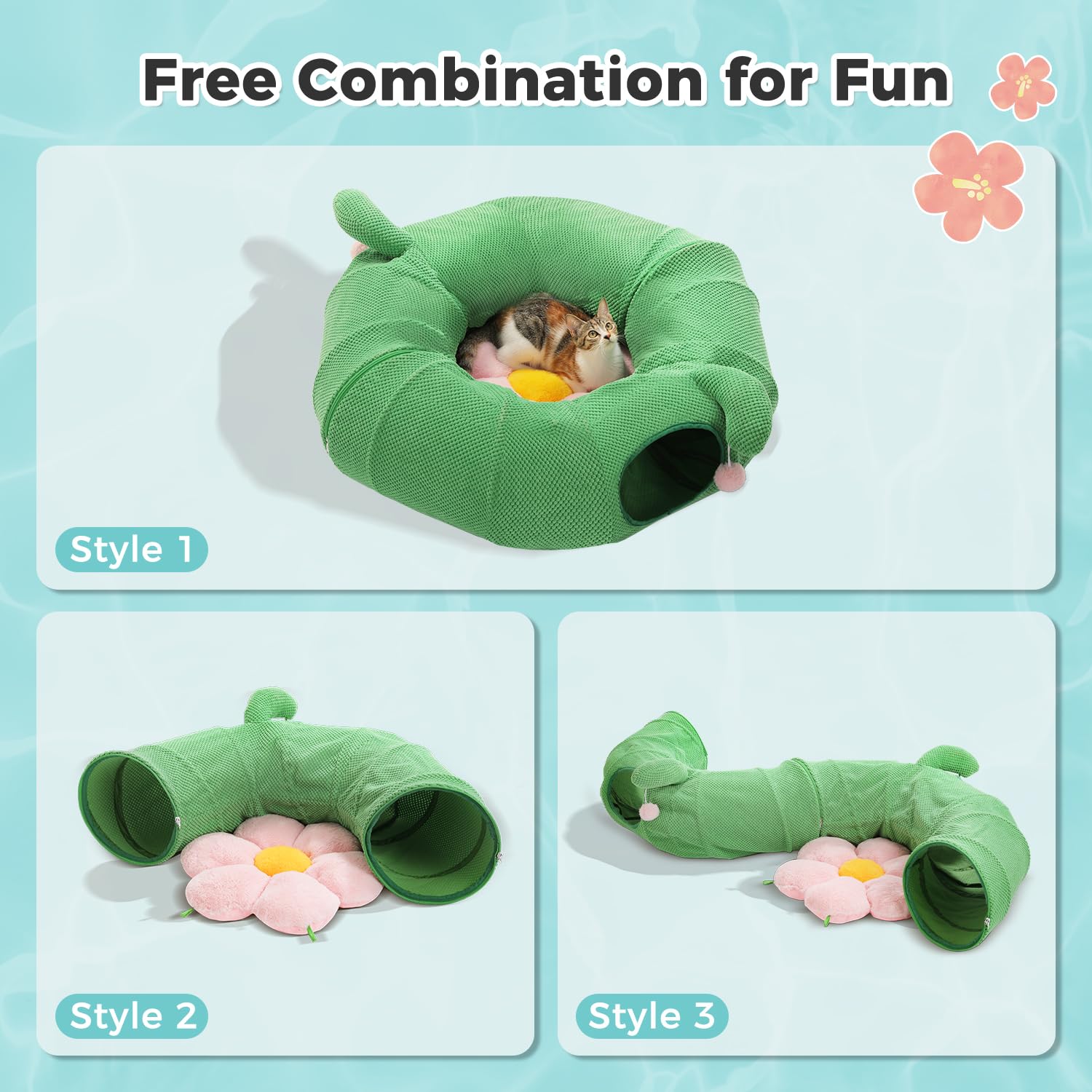 PAWZ Road cactus cat donut tunnel includes a middle mat for resting after play