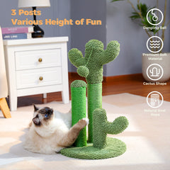 PAWZ Road cactus cat scratcher uses natural sisal posts for durability.