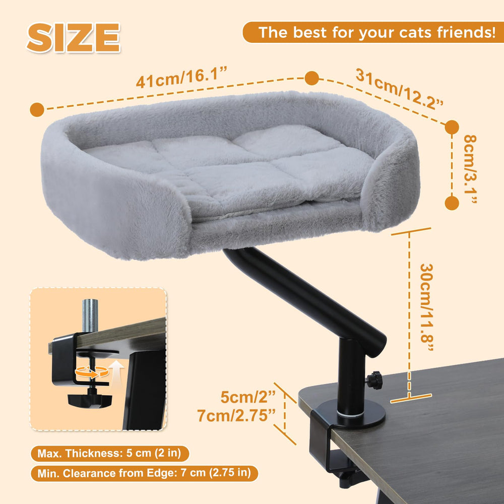 PAWZ Road cat desk bed 360-rotation shows easy access near your workspace