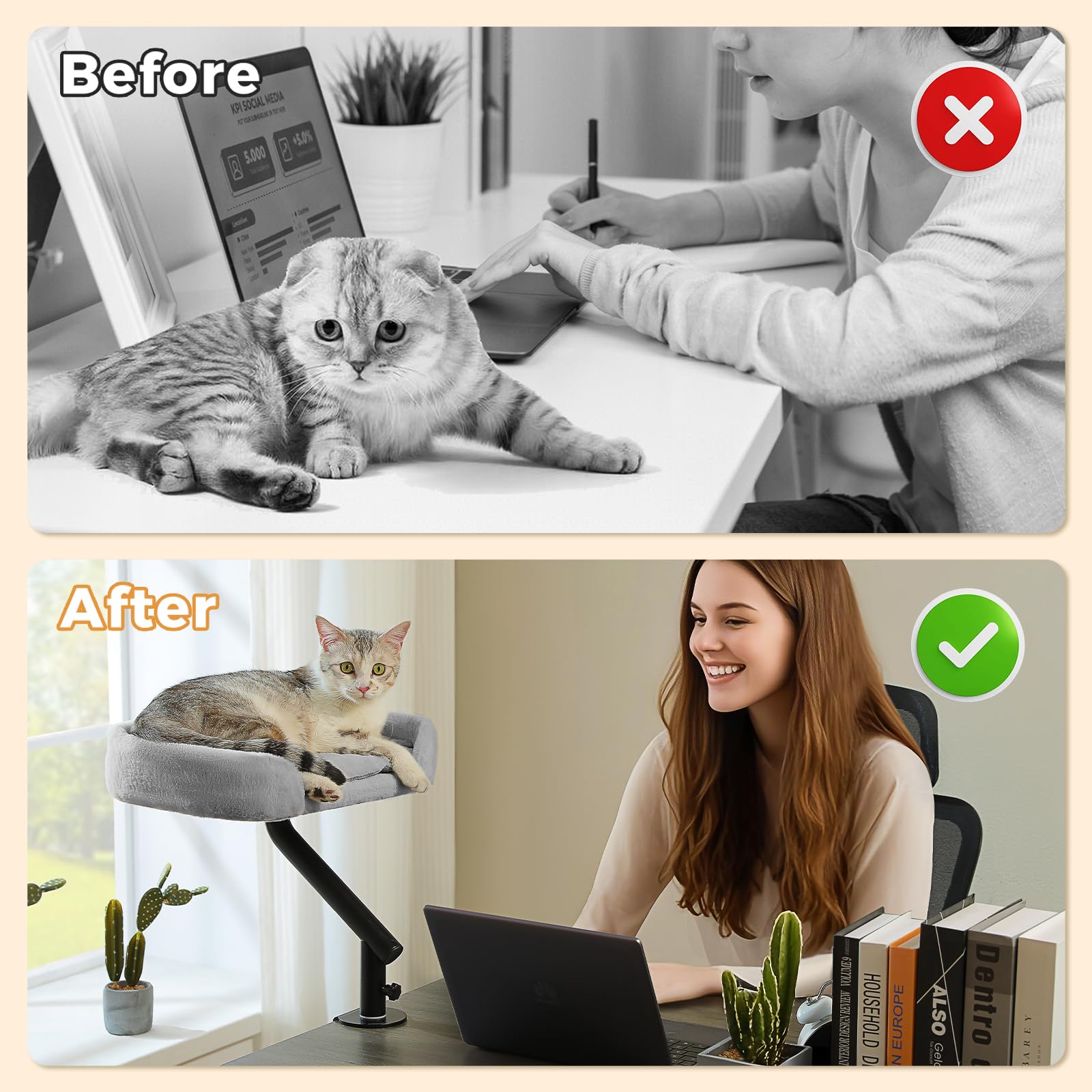 PAWZ Road cat desk bed desk-edge-clamp highlights adjustable mounting for desks