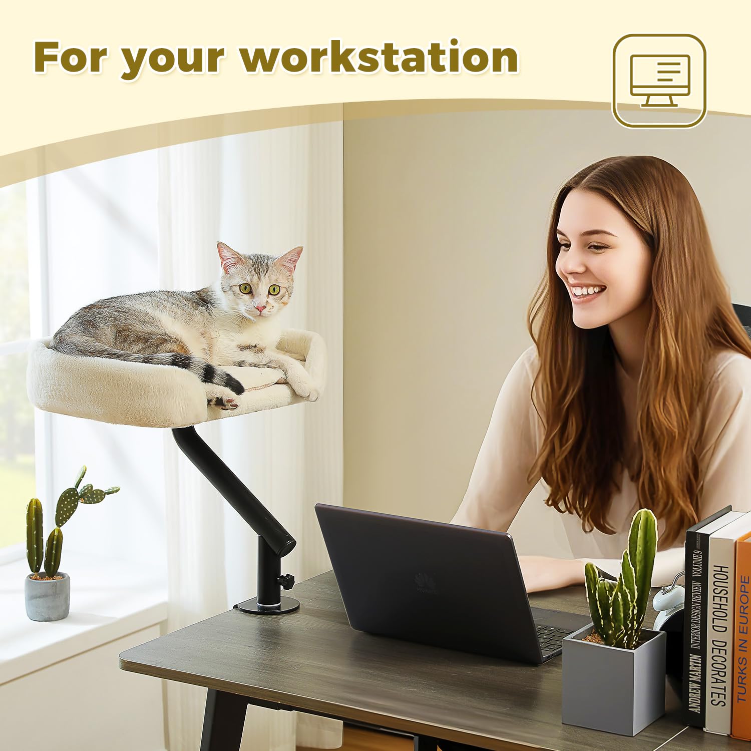PAWZ Road cat desk bed supports up to 50 lbs for secure lounging.