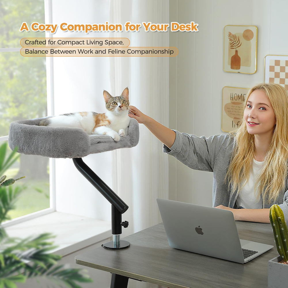 PAWZ Road cat desk bed white-fluffy-fabric captures elegant design blending with decor