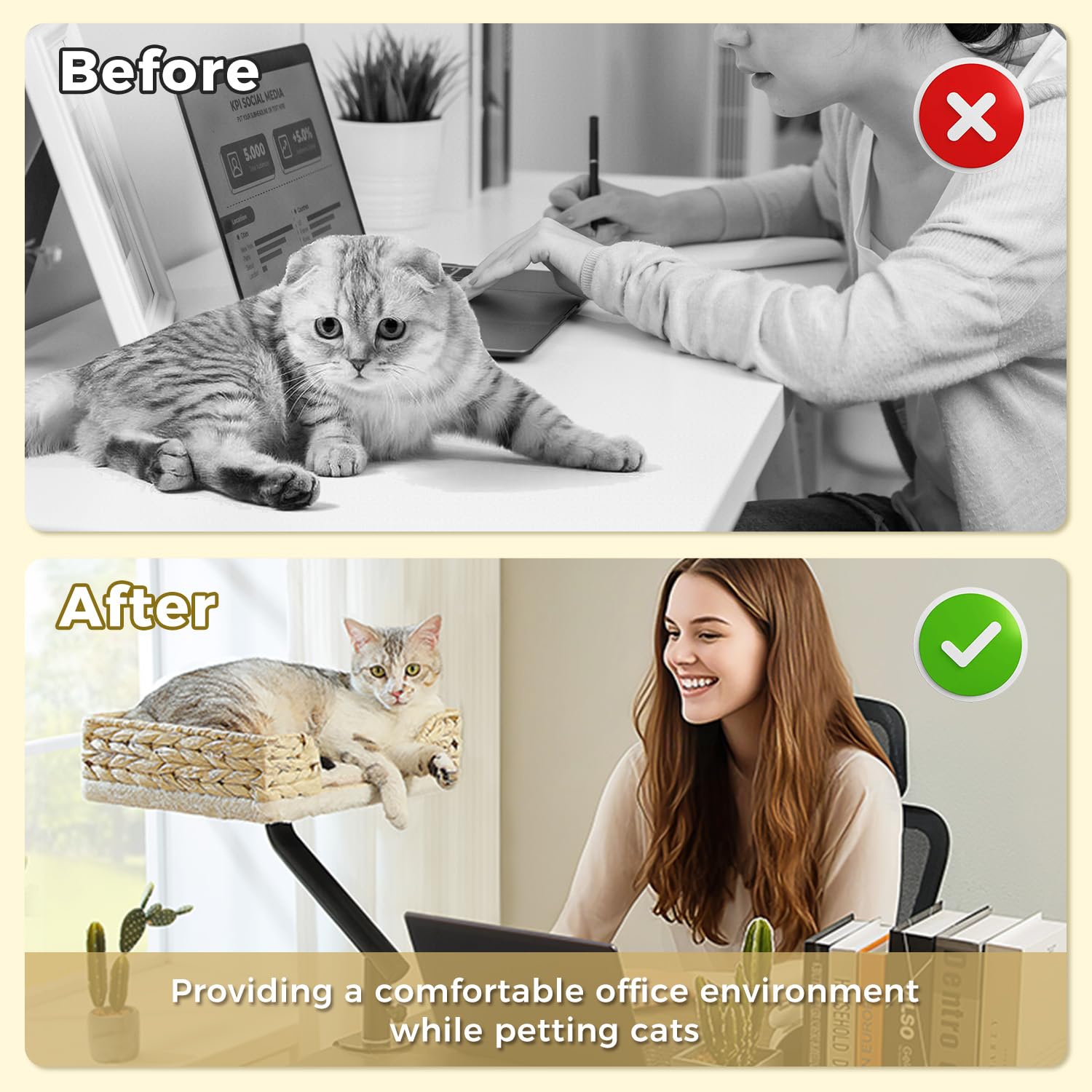 PAWZ Road cat desk bed wicker white design complements desks while providing a comfy perch.