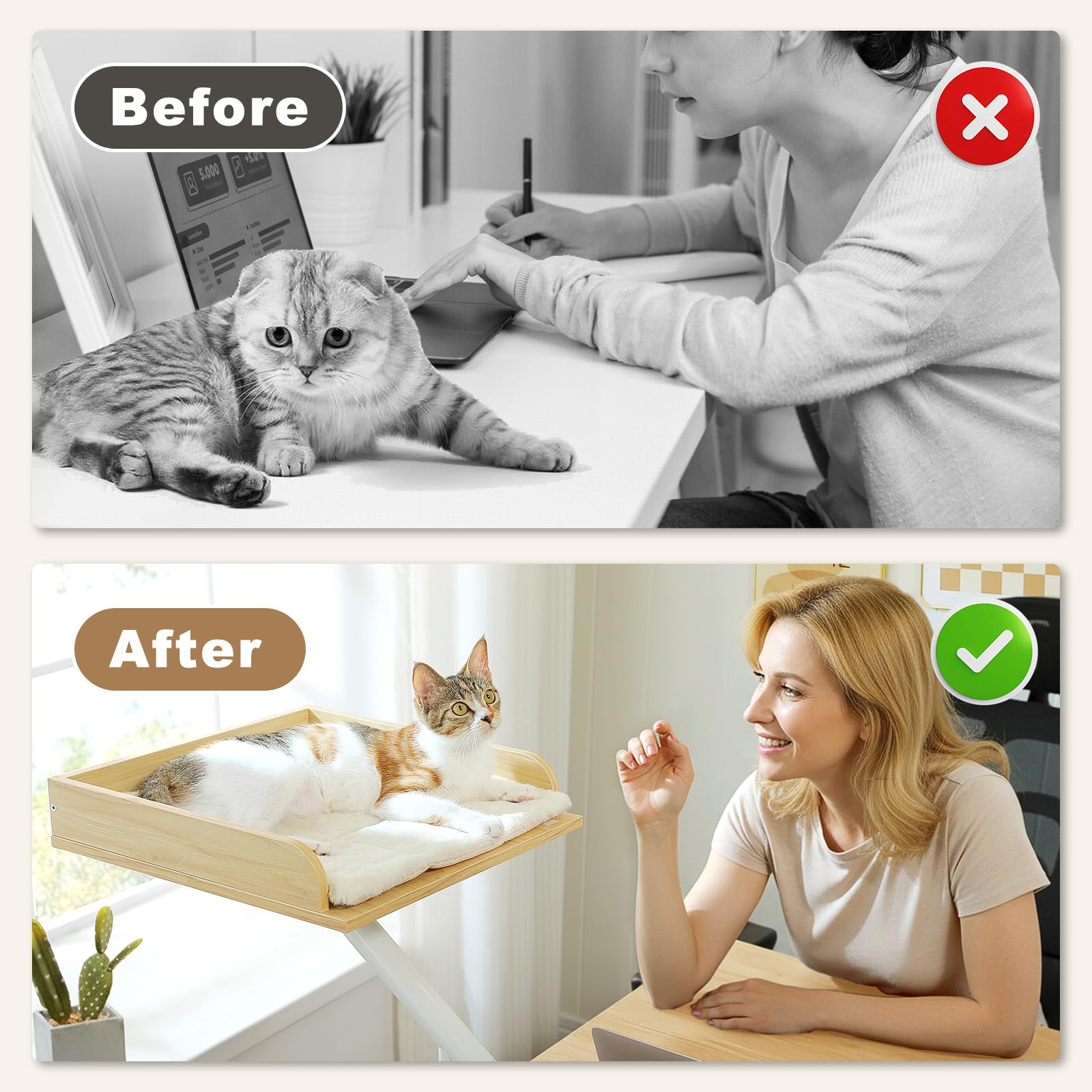 PAWZ Road cat desk bed with wood-core support for safety and stability
