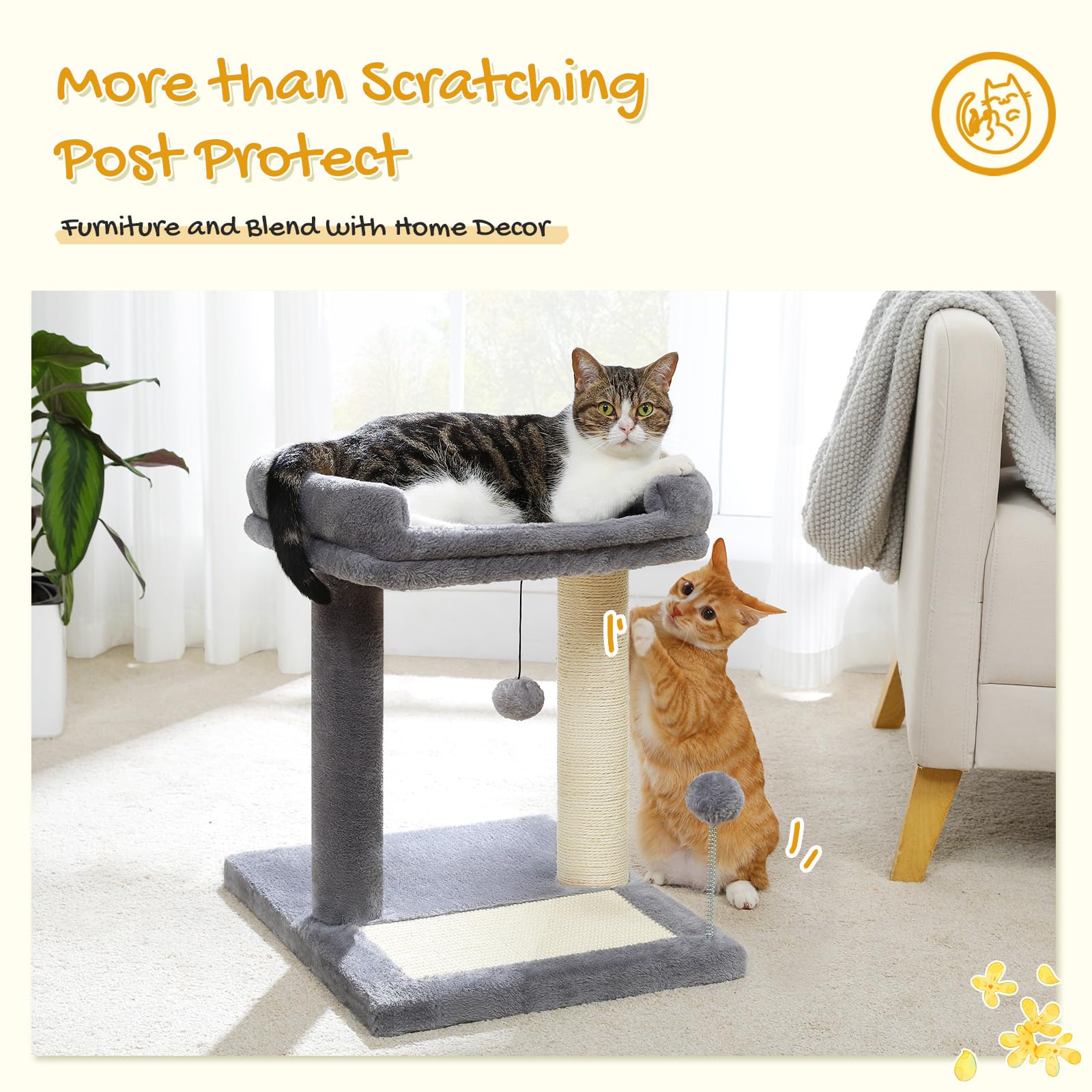 PAWZ Road cat scratching post bed base-detail reveals durable construction and stability.