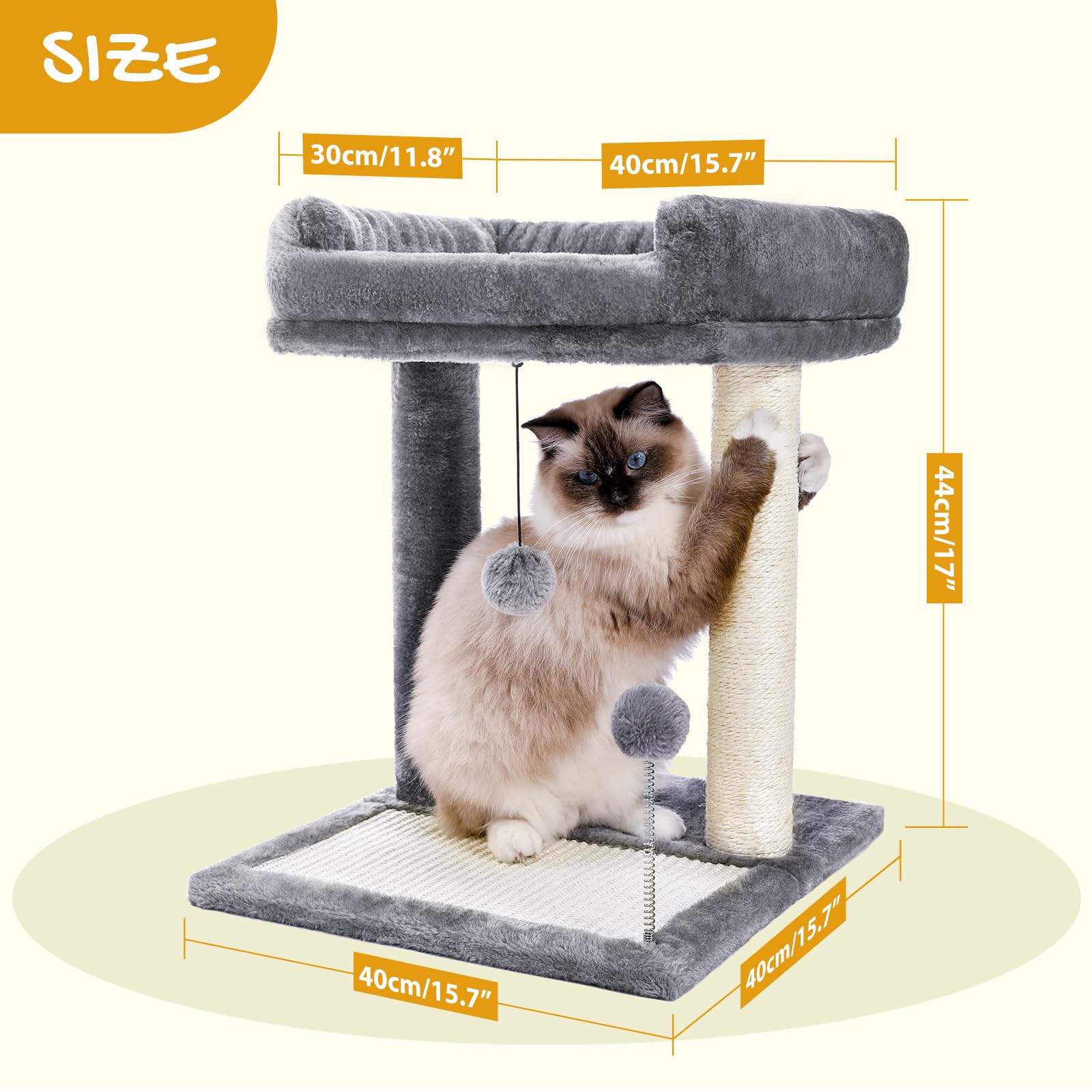 PAWZ Road cat scratching post bed side-view shows compact, space-saving design.
