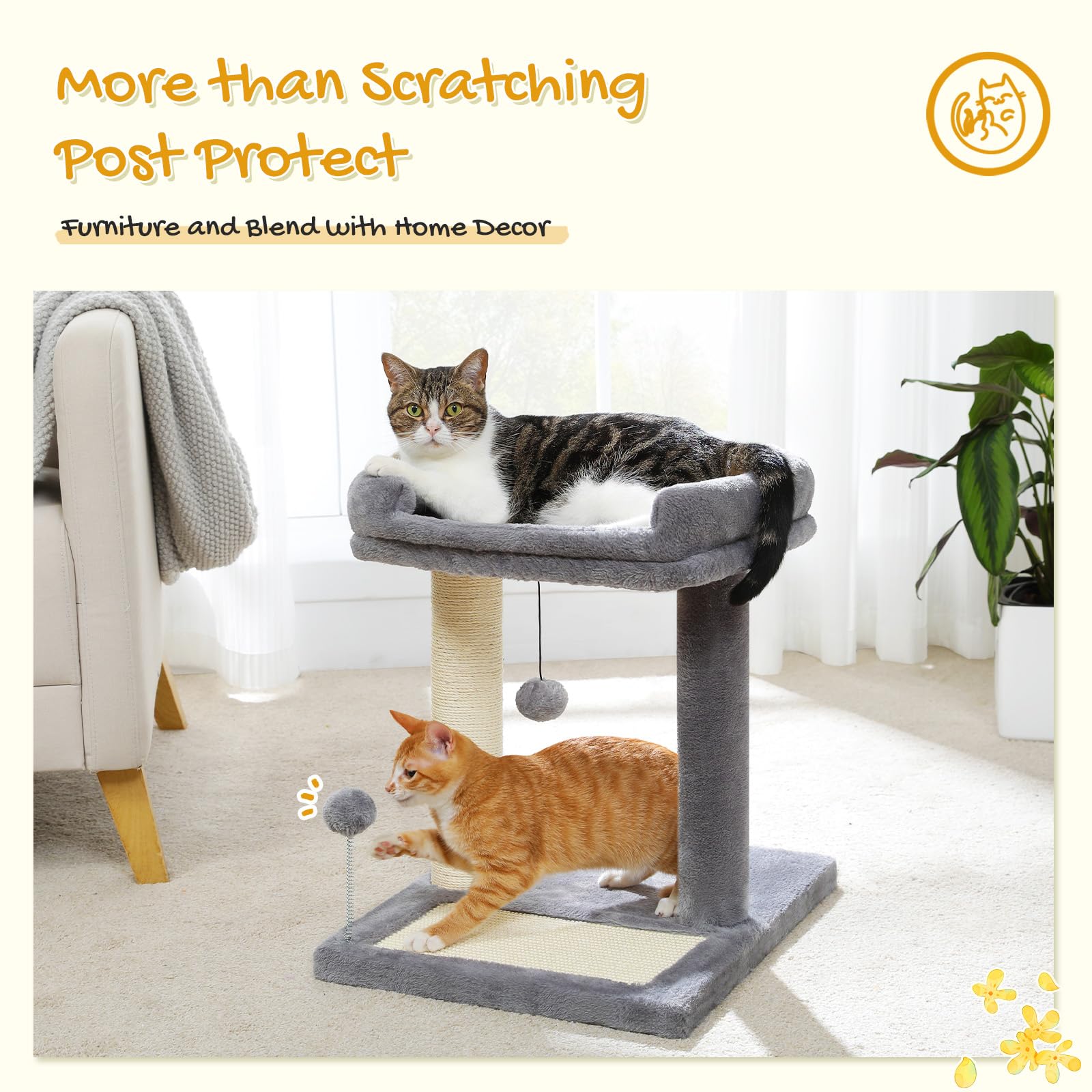 PAWZ Road cat scratching post bed with sisal wrap promotes healthy scratching.