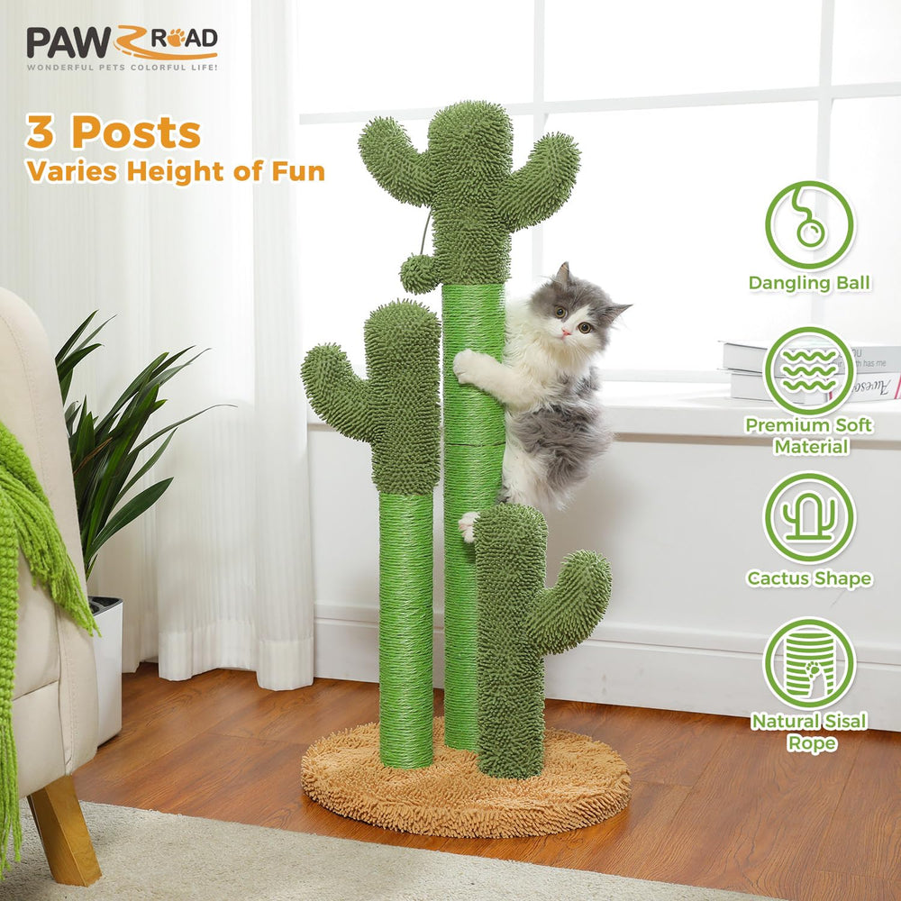 PAWZ Road cactus top and base carpeted area feels soft on paws for comfort.