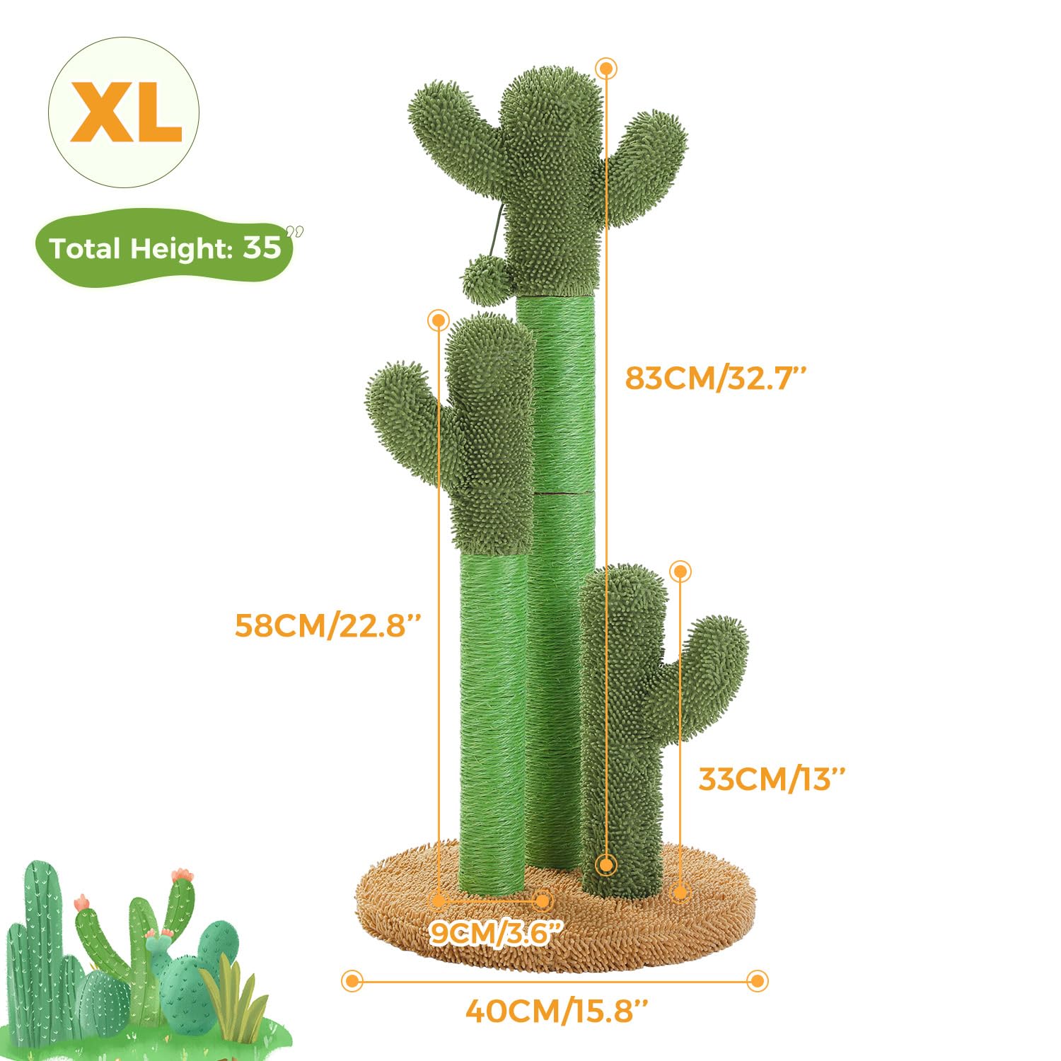 PAWZ Road cactus post in use by a cat for scratching and stretching.