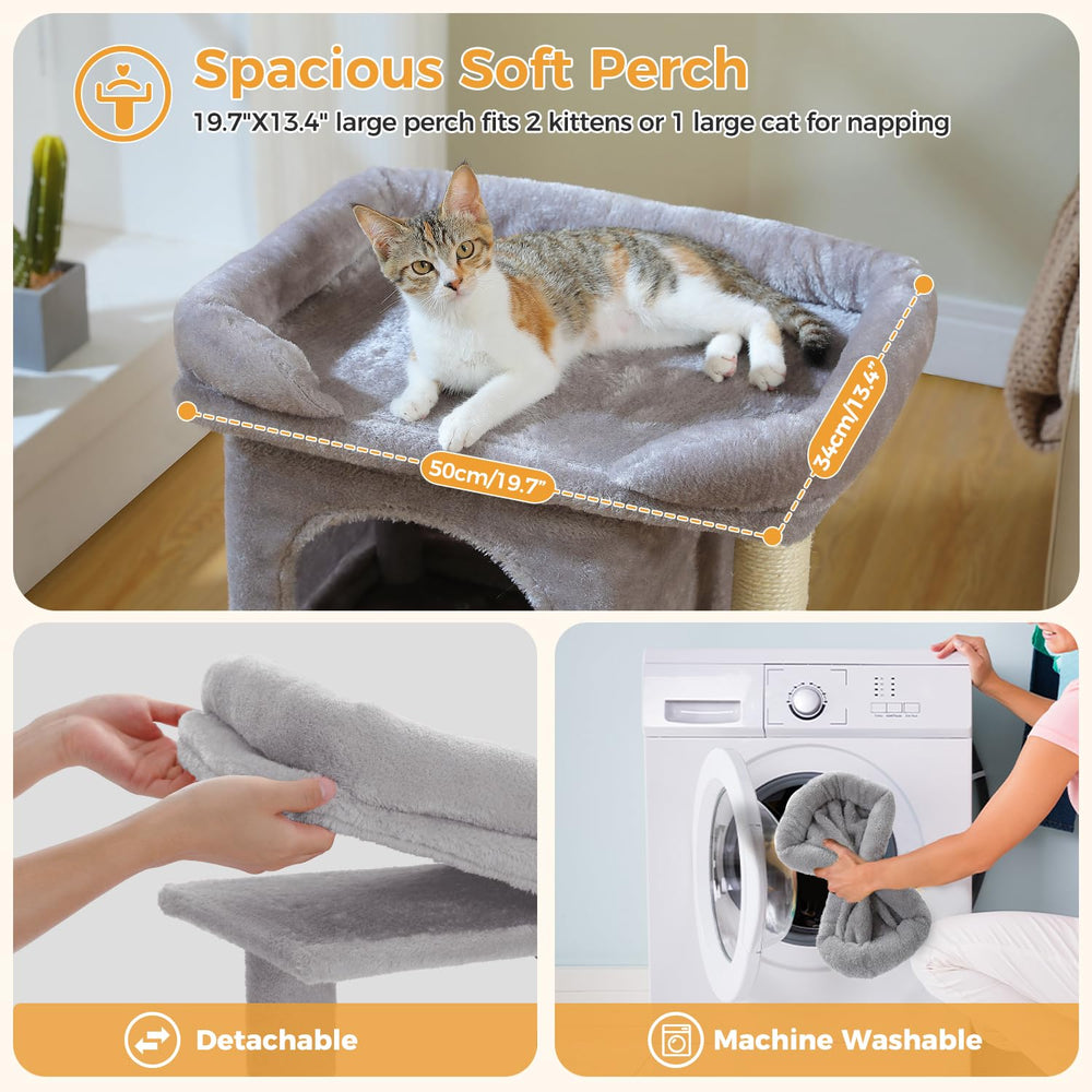 PAWZ Road cat tree with two sisal posts satisfies scratching and protects furniture.