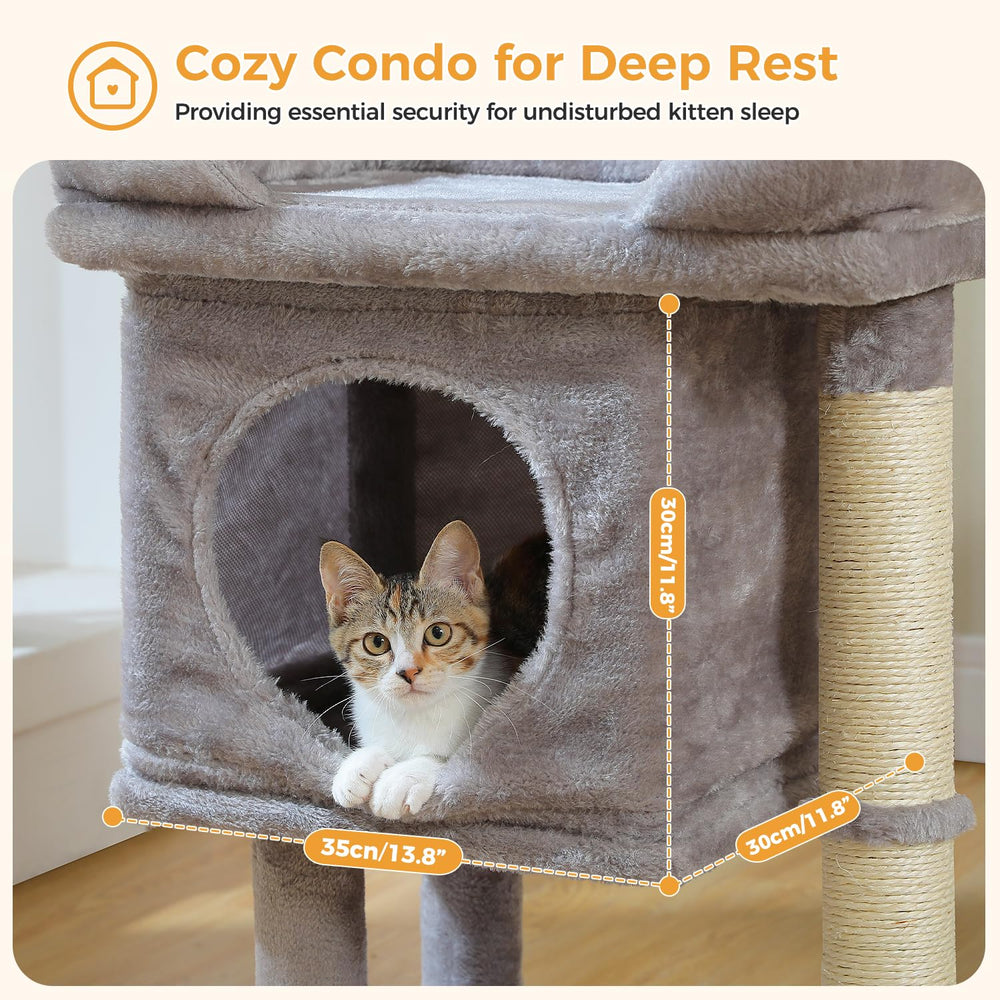 PAWZ Road cat tree's space-saving design fits neatly in corners.