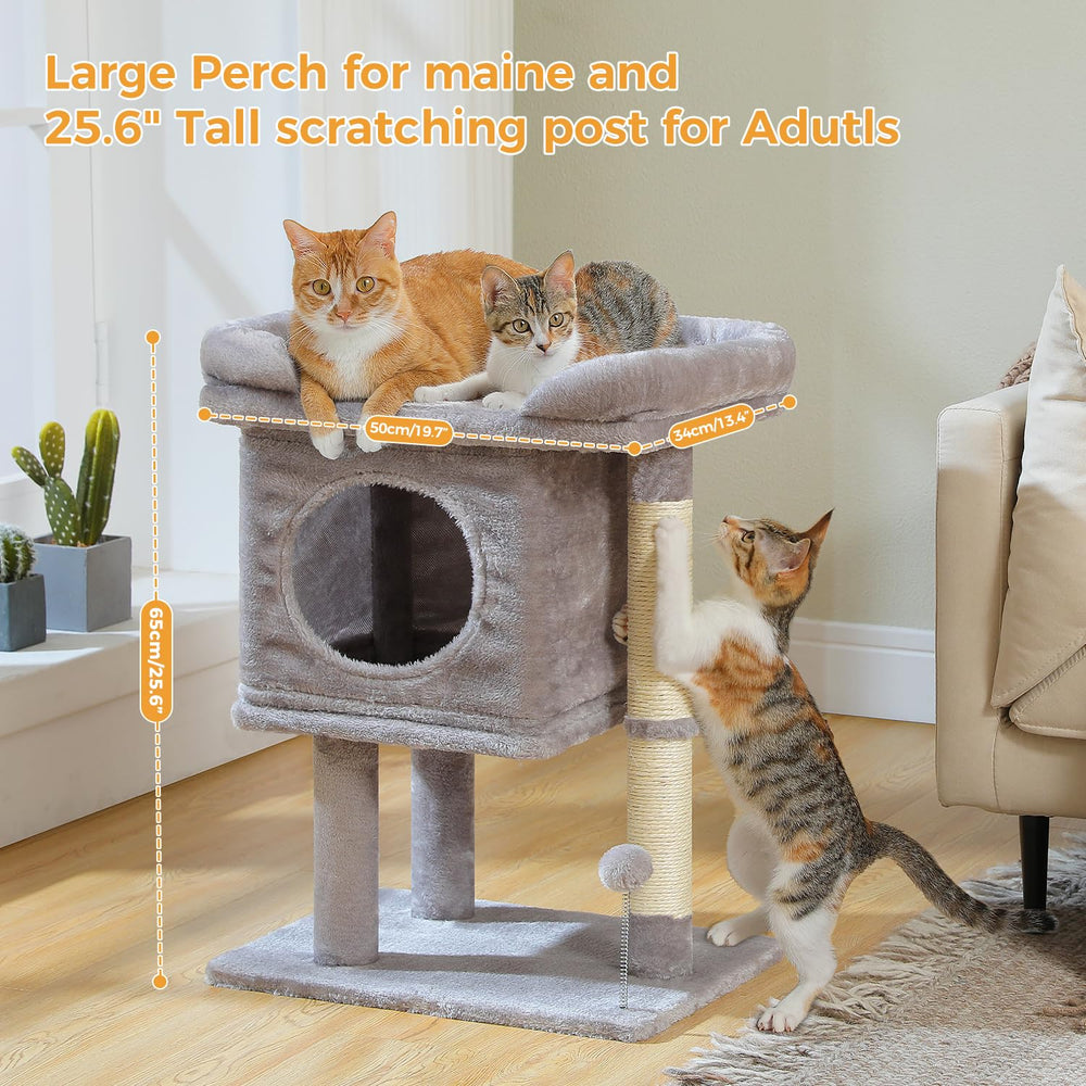 PAWZ Road cat tree includes a spring ball for active, playful engagement.