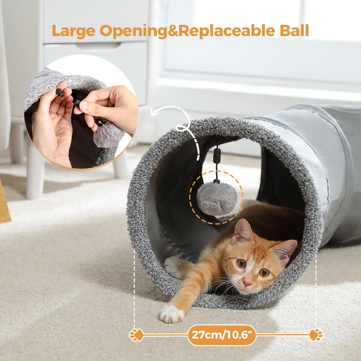 PAWZ Road cat tunnel hanging ball encourages batting and interactive play